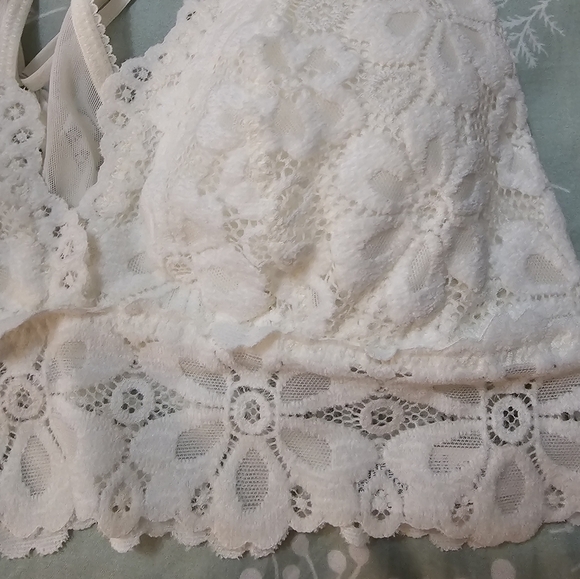 Aerie Cream Lace Bralette Intimates Cross Back Size M - Picture 6 of 11